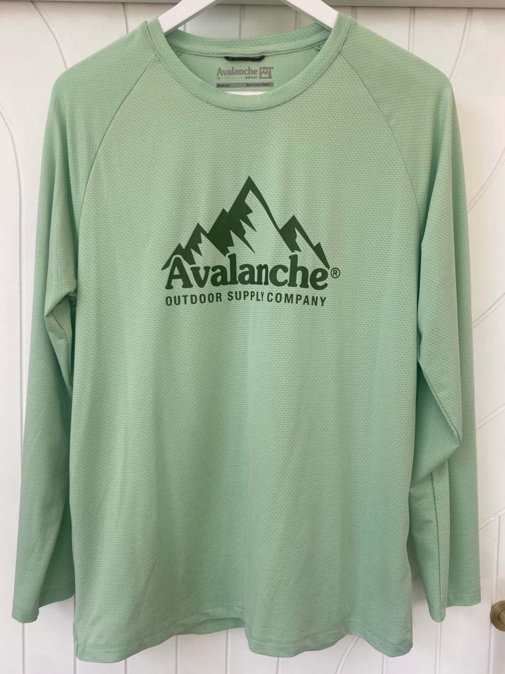 Avalanche Light Mint Long Sleeve Outdoor Tee with Dark Green Logo
